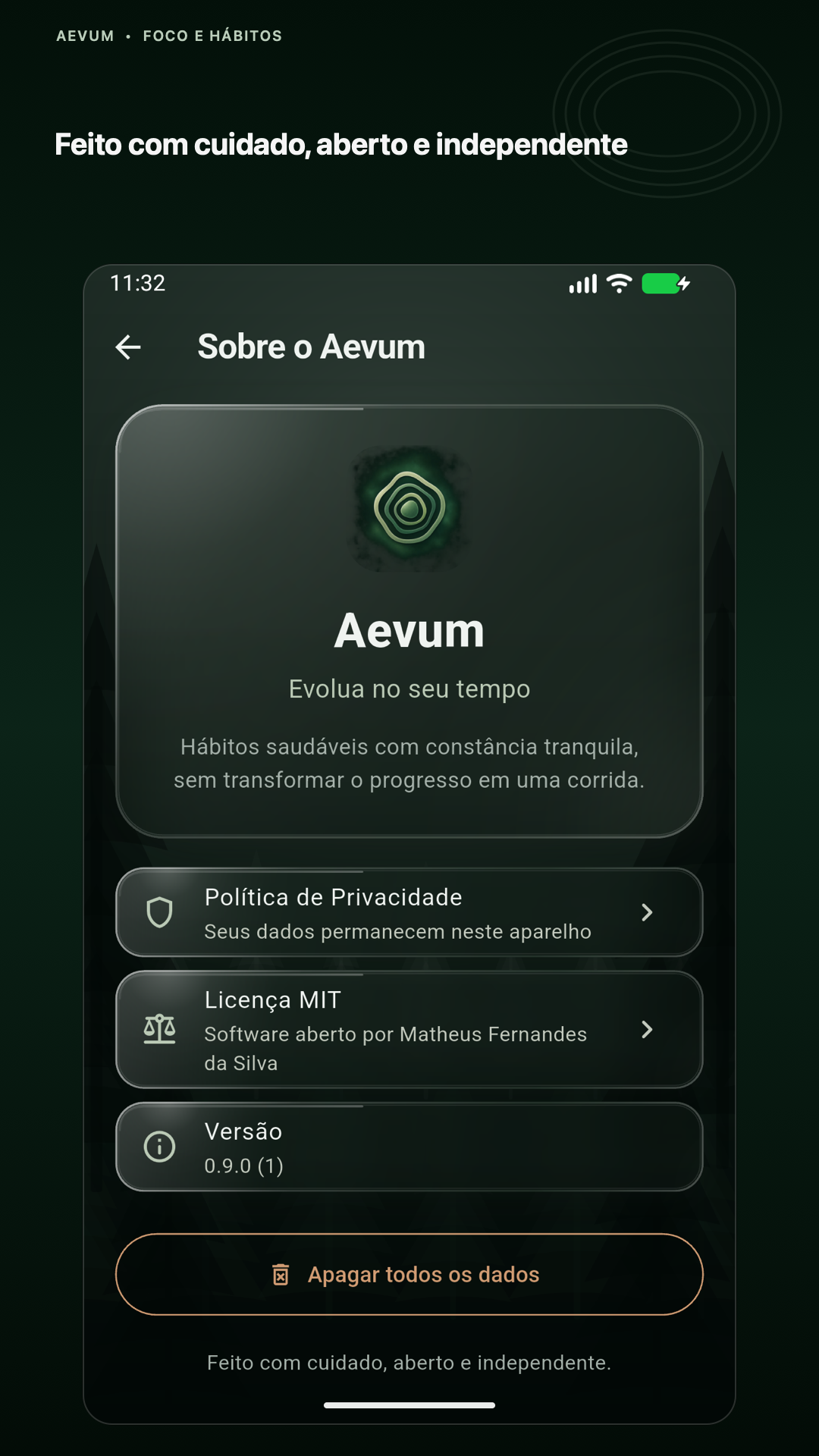 Sobre o Aevum — feito com cuidado, aberto e independente
